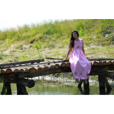 Embroidered dress "Laces Pink Maxi"
